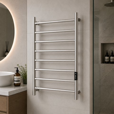 Accesorii Baie si Bucatarie - Calorifer Electric pentru Prosoape, 100W, Metal, Argintiu