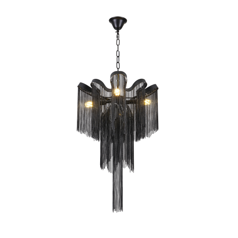 Candelabre LED Cristal Moderne - Candelabru B8000/4BK, 4xE14, Diametru 43 cm, Inaltime 68 cm, Negru, Fier, Aluminiu