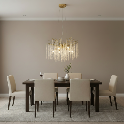 Candelabru Cristal ARBUS Eleganza, Φ50cm, 6xE14, Auriu, Metal si Cristal [1]