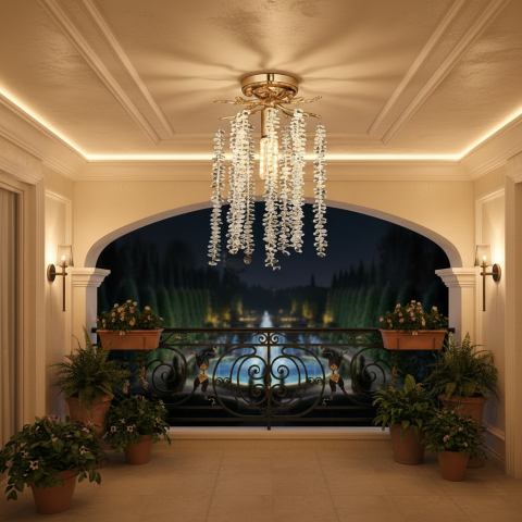 Candelabru Cristal ARBUS Petito, Φ20cm, 1xE14, Auriu, Metal si Cristal [1]