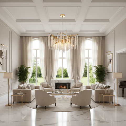 Iluminat Smart Home - Candelabru Cristal ARBUS Regalis, Φ80cm, 10xE14, Auriu, Metal si Cristal