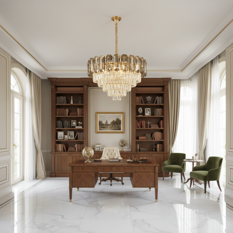 Candelabru Cristal AURUM Nobile 9xE14, Diametru 40cm, Inaltime 30cm, Auriu Lucios, Inaltime Reglabila, Design Elegant [3]