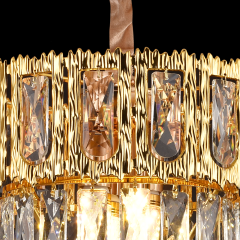 Candelabru Cristal BELVEDERE Petito 3xE14, Diametru 30cm, Auriu Lucios, Inaltime Reglabila [1]