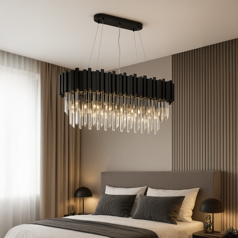 Produse Alessandro - Candelabru Cristal BLOIS Eleganza 10xE14, Diametru 75cm, Negru, Inaltime Reglabila