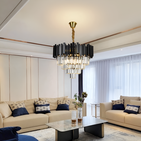 Candelabru Cristal BLOIS Nobile 5xE14, Diametru 40cm, Negru, Inaltime Reglabila [2]