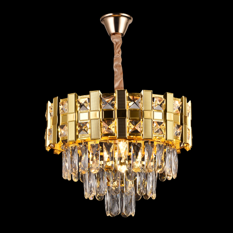 Candelabru Cristal BRAN Nobile 5xE14, Diametru 40cm, Auriu Lucios, Inaltime Reglabila [2]