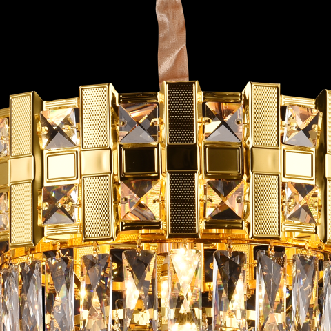 Candelabru Cristal BRAN Nobile 5xE14, Diametru 40cm, Auriu Lucios, Inaltime Reglabila [3]