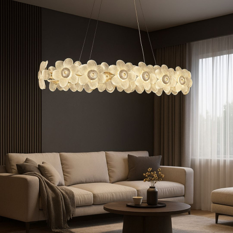 Candelabru Cristal Cadenza Allegro, 80W, 20x E14, 3000K4000K6000K, Inaltime reglabila, Auriu [1]