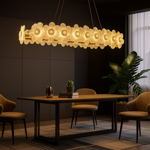 Candelabru Cristal Cadenza Allegro, 80W, 20x E14, 3000K4000K6000K, Inaltime reglabila, Auriu [2]