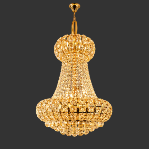 Candelabru Cristal CASTRUM Nobile 5xE14, D40 cm, Auriu, Inaltime Reglabila, Metal si Cristal [3]