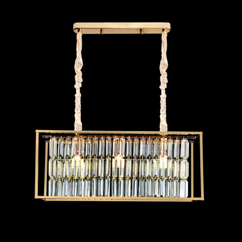 Candelabre LED Cristal Moderne - Candelabru Cristal, CC1676/650X200GD, 3xE14, Auriu Lucios, Inaltime Reglabila, Metal si Cristal