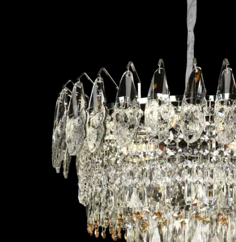 Candelabru Cristal CC6687/500CR 9x E14, Diametru 50cm, Crom Lucios, Inaltime Reglabil [3]