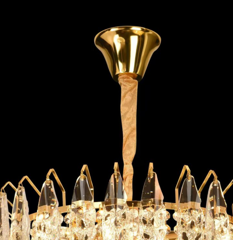 Candelabru Cristal CC6687/500GD 9x E14, Diametru 50cm, Auriu Lucios, Inaltime Reglabila [2]