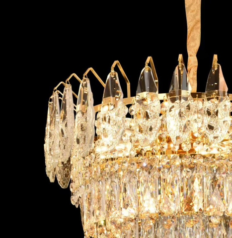 Candelabru Cristal CC6687/500GD 9x E14, Diametru 50cm, Auriu Lucios, Inaltime Reglabila [3]