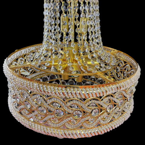 Candelabru Cristal CC718/400, 11x E14, Diametru 40cm, Auriu Lucios [3]