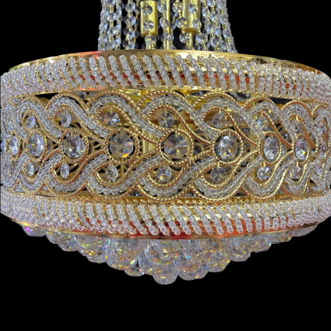 Candelabru Cristal CC718/400, 11x E14, Diametru 40cm, Auriu Lucios [1]