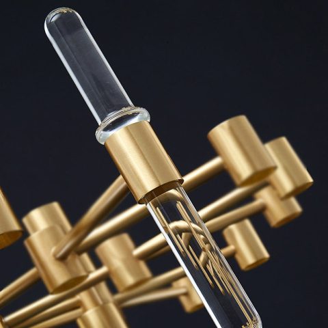 Candelabru Cristal CC850/620GD ,10xE14, 62X45cm, Inaltime Reglabila, Auriu Lucios, ,Design Elegant, Metal si Cristale [1]