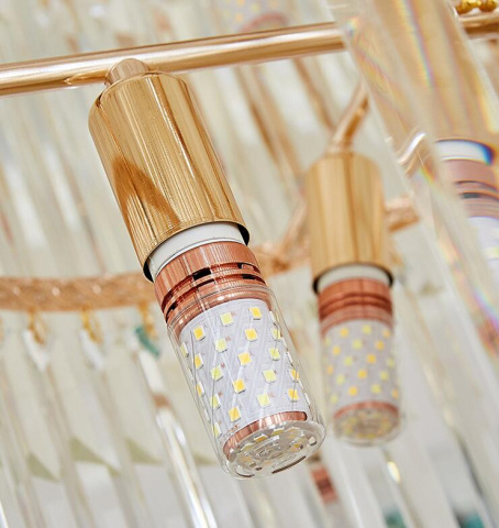 Candelabru Cristal CC900/700X2200, 34xE14, Diametru 70cm, Inaltime 220cm, Auriu Lucios si Negru, Inaltime Reglabila, Design Elegant [3]