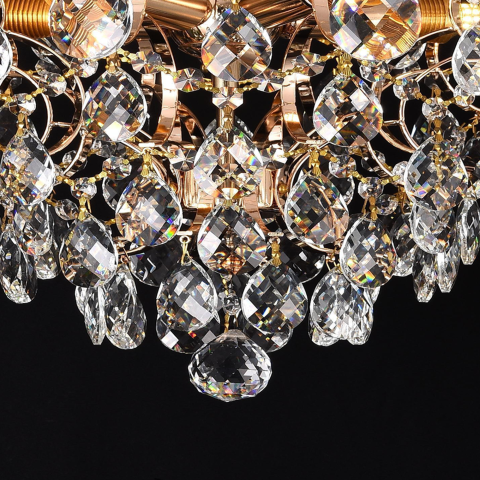 Candelabru Cristal CC9259/5FGD, 5x E14, Diametru 40cm, Auriu Lucios [1]