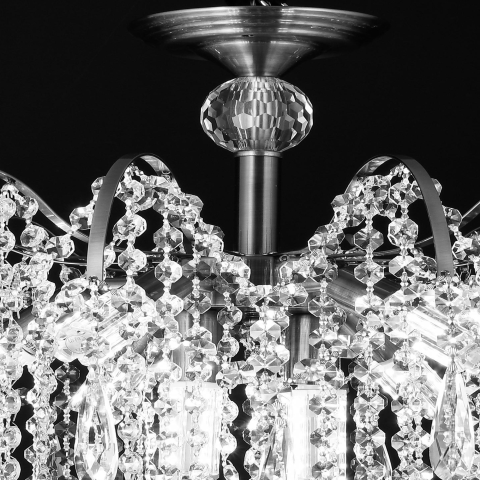 Candelabru Cristal CC9324/5CH, 5x E14, Diametru 48cm, Crom [3]