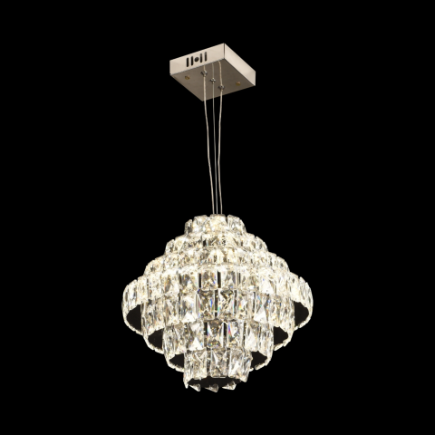 Candelabre LED Cristal Moderne - Candelabru Cristal cu telecomanda, 3000K/4000/6000K, Crom Lucios, Inaltime Reglabila