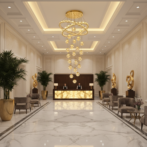 Iluminat Smart Home - Candelabru Cristal cu Telecomanda DUARA Supremo, 90x300cm, Lumina Calda/Neutra/Rece, Auriu, Metal si Cristal