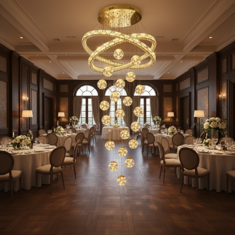 Candelabru Cristal cu Telecomanda DUARA Supremo, 90x300cm, Lumina Calda/Neutra/Rece, Auriu, Metal si Cristal [2]