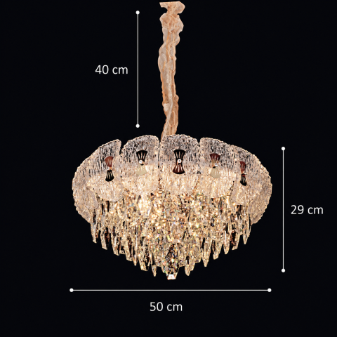 Candelabru Cristal DONNO Eleganza, 9xE14, Inaltime Reglabila, Metal si Cristal, Auriu [3]