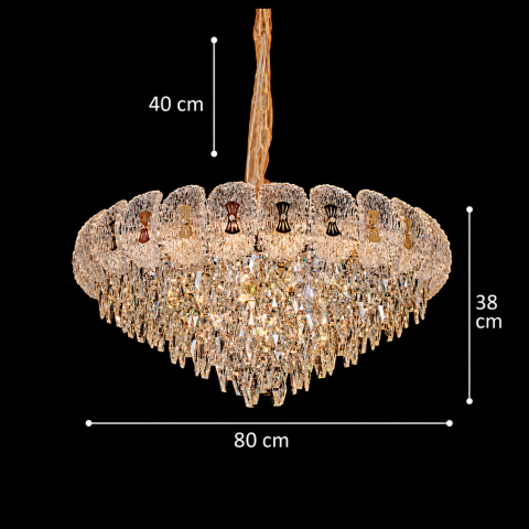 Candelabru Cristal DONNO Regalis, 21xE14, Inaltime Reglabila, Metal si Cristal, Auriu [3]