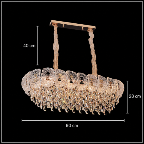 Candelabru Cristal DONNO Supremo, 90x34cm, 11xE14, Inaltime Reglabila, Metal si Cristal, Auriu [3]