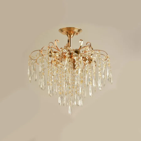 Candelabre LED Cristal Moderne - Candelabru Cristal EGO 5x E27, Diametru 47cm, Auriu Lucios