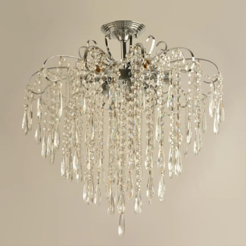 Iluminat Smart Home - Candelabru Cristal EGO 9x E27, Diametru 60cm, Crom Lucios