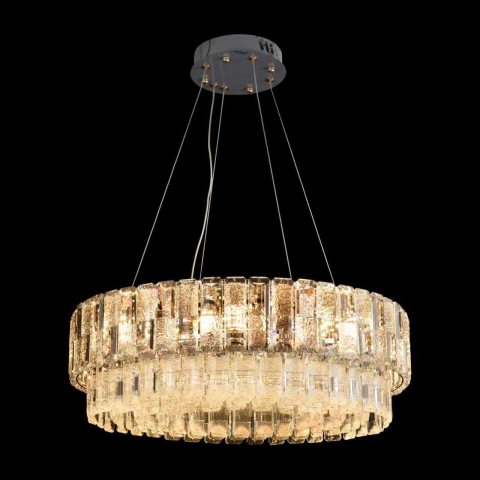 Candelabru Cristal ELYSIAN Eleganza 7xE14, D50 cm, Auriu, Inaltime Reglabila, Metal si Cristal [3]
