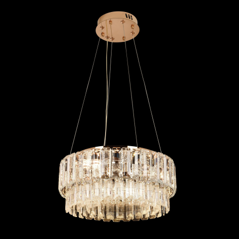 Candelabru Cristal ELYSIAN Nobile 5xE14, D40 cm, Auriu, Inaltime Reglabila, Metal si Cristal [3]