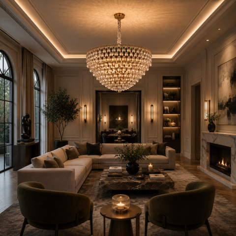Lampi, Aplice si Corpuri de iluminat Smart - Candelabru Cristal ERDENET Regalis, 22xE14, Diametru 80 cm, Metal si Cristal, Auriu Lucios, Inaltime Reglabila