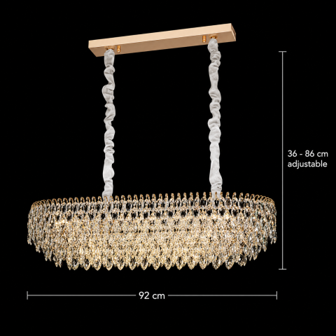 Candelabru Cristal ERDENET Supremo, 12xE14, 92x38x36 cm, Metal si Cristal, Auriu Lucios, Inaltime Reglabila [3]