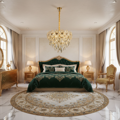 Candelabru Cristal FLEUR Nobile 5xE14, Diametru 40cm, Inaltime 30cm, Auriu Lucios, Inaltime Reglabila, Design Elegant [1]