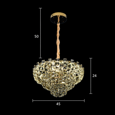 Candelabru Cristal HERT Nobile, 24W, 4xE14, Lumina Rece/Calda/Neutra, Inaltime Reglabila, Metal si Cristal, Auriu [3]