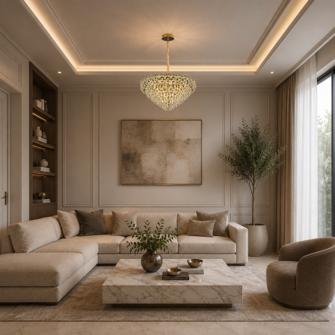 Candelabru Cristal HERT Regalis, 106W, 10xE14, Lumina Rece/Calda/Neutra, Inaltime Reglabila, Metal si Cristal, Auriu [2]