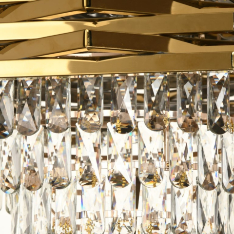 Candelabru Cristal HEXA Ø30cm 3xE14 Auriu Inaltime Reglabila [1]