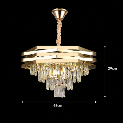 Candelabru Cristal HEXA Ø48cm 8xE14 Auriu [3]