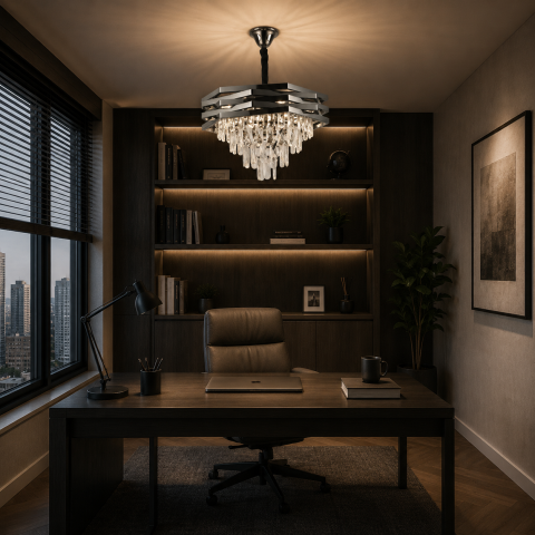 Iluminat Smart Home - Candelabru Cristal HEXA Ø48cm 8xE14 Negru
