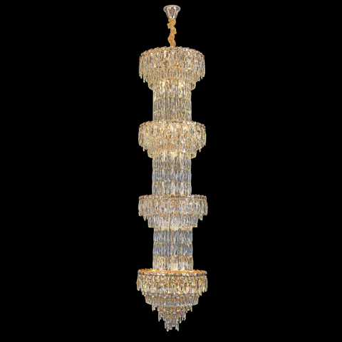 Candelabru Cristal IMPERIUM 45xE14, D55 cm, Auriu, Inaltime Reglabila, Metal si Cristal [3]