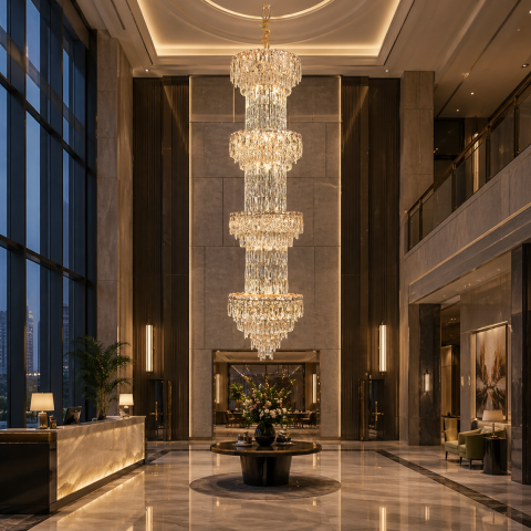 Candelabru Cristal IMPERIUM 45xE14, D55 cm, Auriu, Inaltime Reglabila, Metal si Cristal [2]