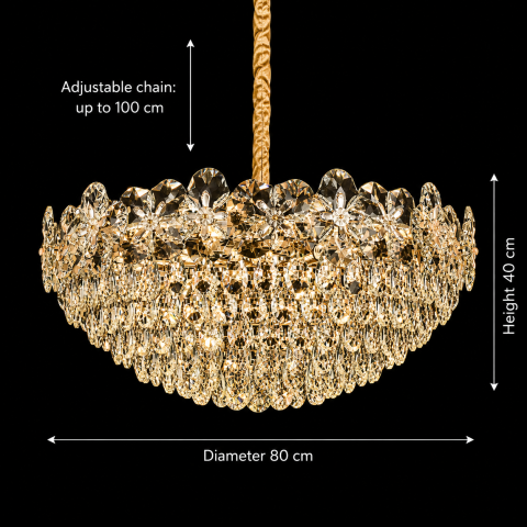 Candelabru Cristal JARDIN Regalis 24xE14, Diametru 80cm, Inaltime 40cm, Auriu Lucios, Inaltime Reglabila, Design Elegant [3]