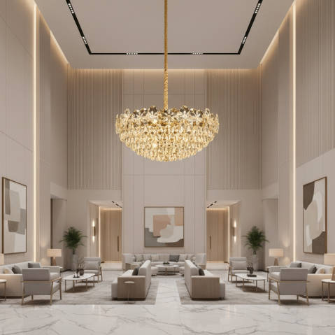 Produse Alessandro - Candelabru Cristal JARDIN Regalis 24xE14, Diametru 80cm, Inaltime 40cm, Auriu Lucios, Inaltime Reglabila, Design Elegant