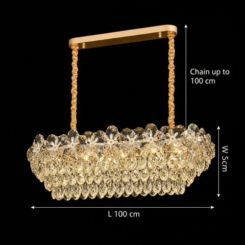 Candelabru Cristal JARDIN Supremo 12xE14, Dimensiune 100x35 cm, Inaltime 35 cm, Auriu Lucios, Inaltime Reglabila, Design Elegant [3]
