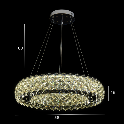 Candelabru Cristal KALTO Eleganza, 106W, Lumina Rece/Calda/Neutra, Inaltime Reglabila, Metal si Cristal, Crom Lucios [3]