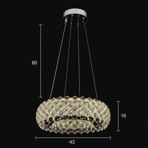 Candelabru Cristal KALTO Nobile, 72W, Lumina Rece/Calda/Neutra, Inaltime Reglabila, Metal si Cristal, Crom Lucios [3]