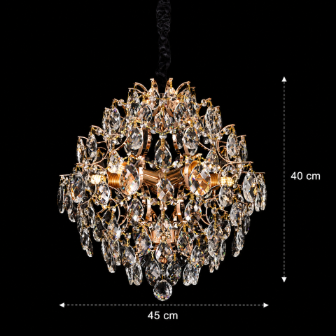 Candelabru Cristal KONIG Nobile, 5xE14, D40 cm, Auriu, Inaltime Reglabila, Metal si Cristal [3]